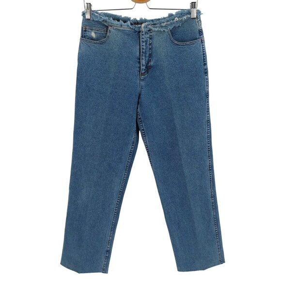 Womyn Womens 4 Raw No Waist Light Blue Wash Denim Jeans Cotton Blend Made in USA - Picture 1 of 10